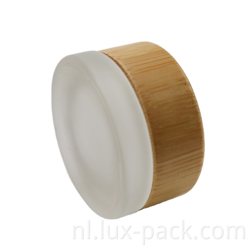 Hot Sale Frosted Face Cream cosmetische potten glazen potten met houten doppen graveren bamboe deksel